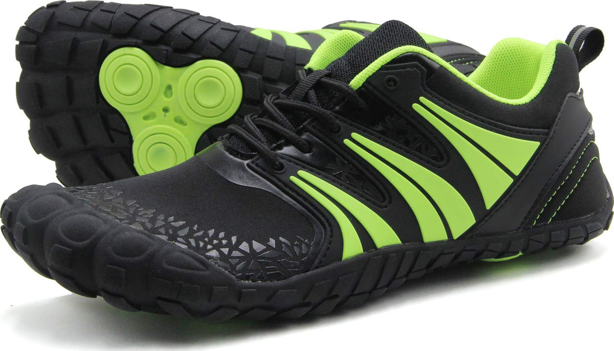 Oranginer Men's Barefoot Shoes Big Toe Box Minimalist Running Shoes for Tennis Run Walk Athletic Black/Green Size 10