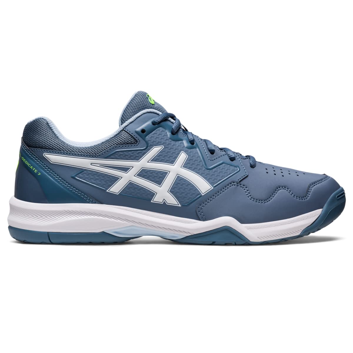 ASICS Men's Gel-Dedicate 7 Tennis Shoes, 6, Steel Blue/White