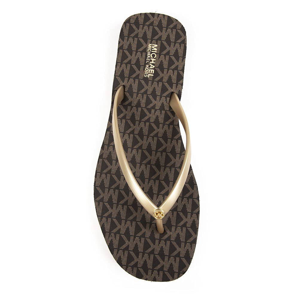 Michael Kors Jinx Flip-Flop Brown/Pale Gold 6 M
