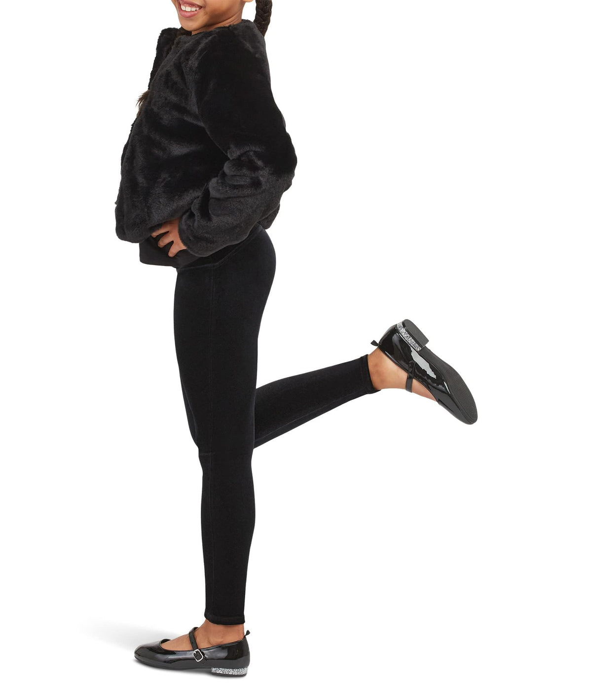SPANX Girl's Girls Velvet Leggings (Little Kids/Big Kids) Black (Velvet) LG (10-12 Big Kid)