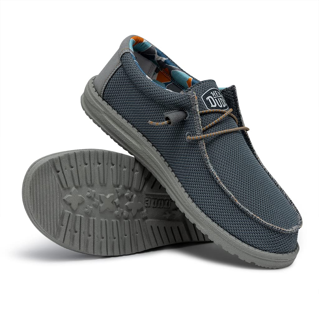 HEYDUDE Men's Wally Sox Triple Needle Blue Shadow Red Size 11 | Men's Loafers | Men's Slip On Shoes | Comfortable & Light-Weight