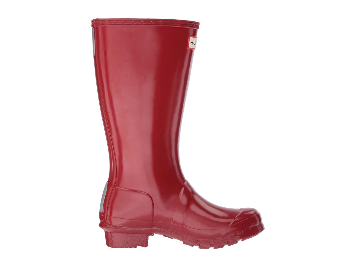 Hunter® Original Kids' Gloss Rain Boots for Kids – Knee High Design – Cushioned Footbed – Nylon Lining Military Red 4 Big Kid M
