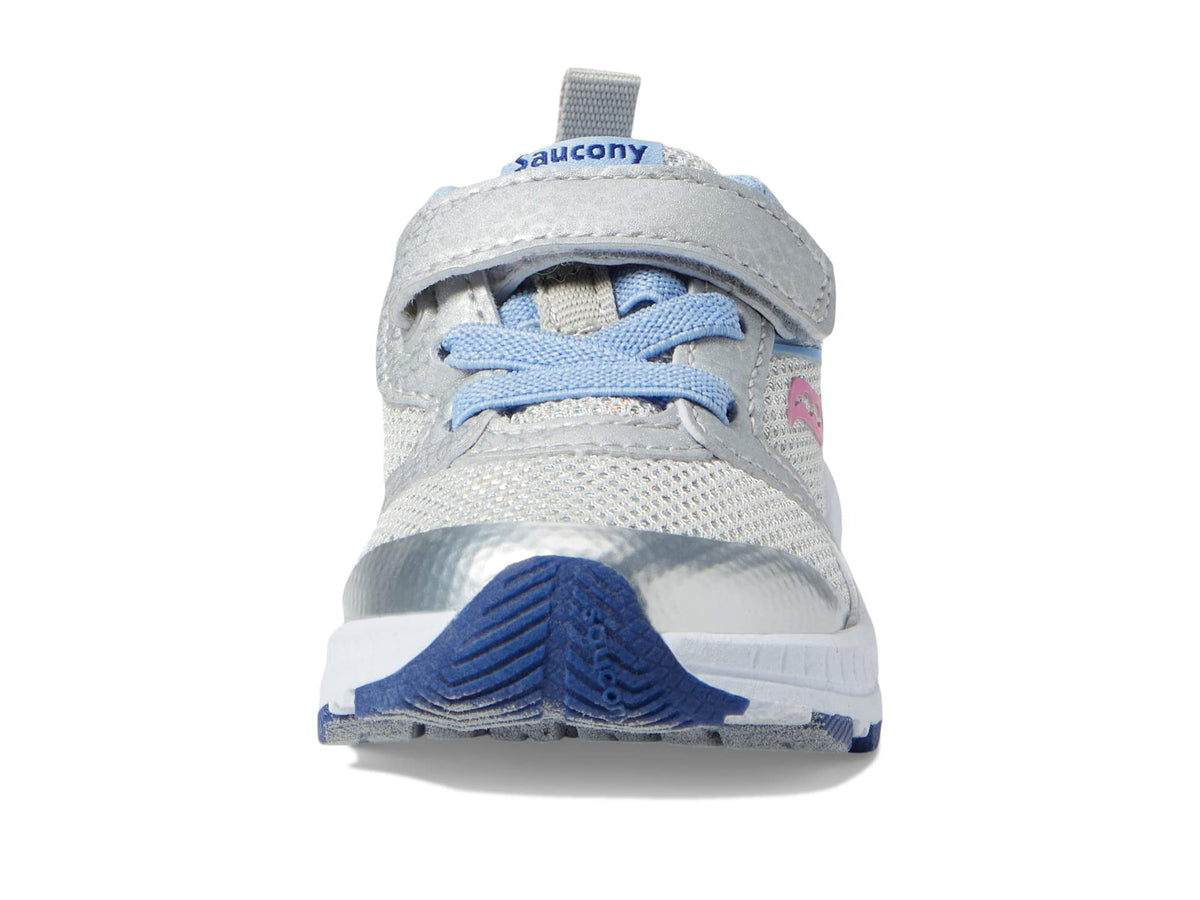 Saucony Wind FST Jr Sneaker, Silver/Blue/Pink, 8 US Unisex Little Kid