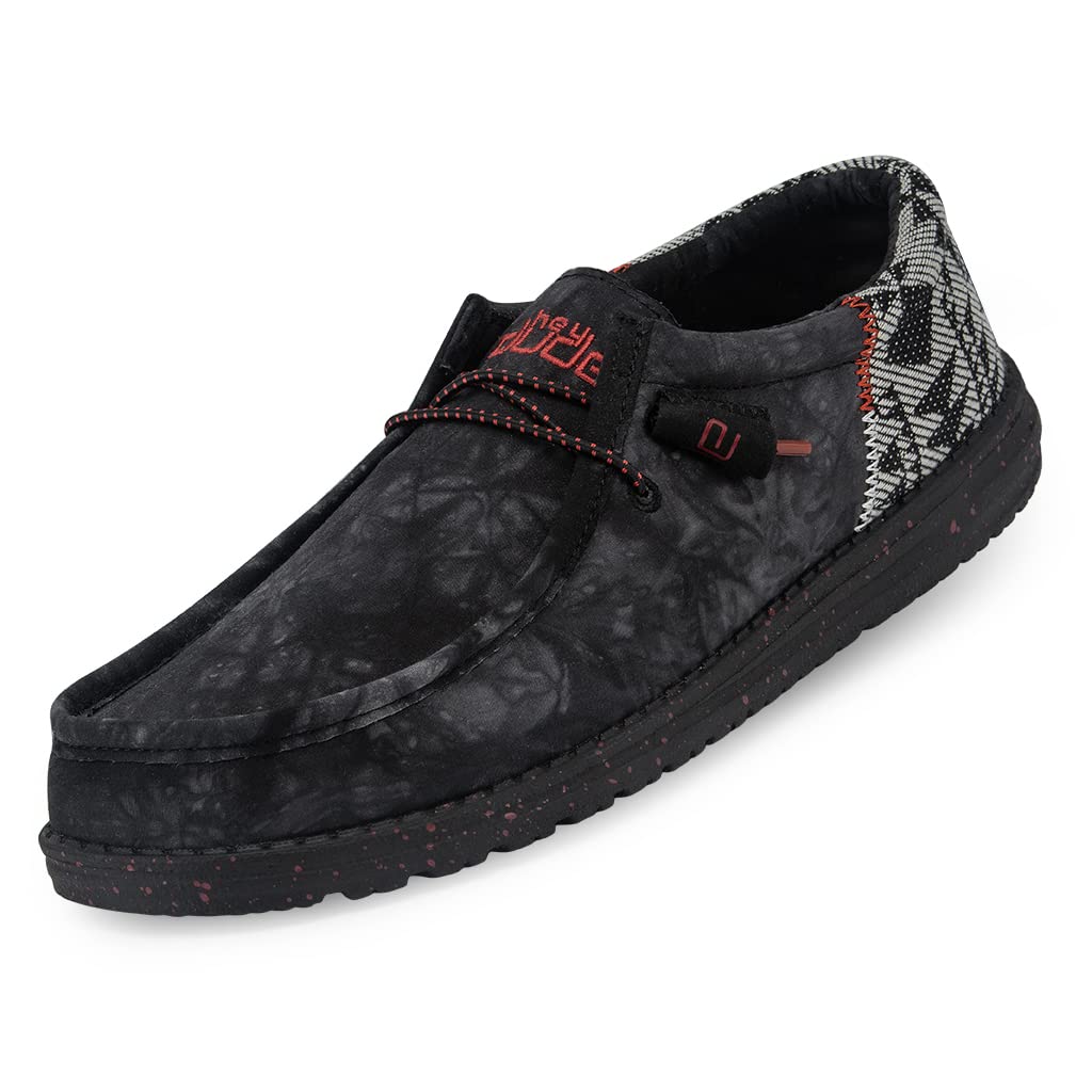 HEYDUDE Men's Wally Funk Back in Black Size 12 | Men’s Shoes | Men's Lace Up Loafers | Comfortable & Light-Weight