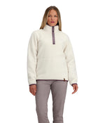 Obermeyer Boulder Fleece Women’s Top - Polyester Fabric - Double-sided Brushed Fleece - Handwarmer Pockets Salt SM One Size