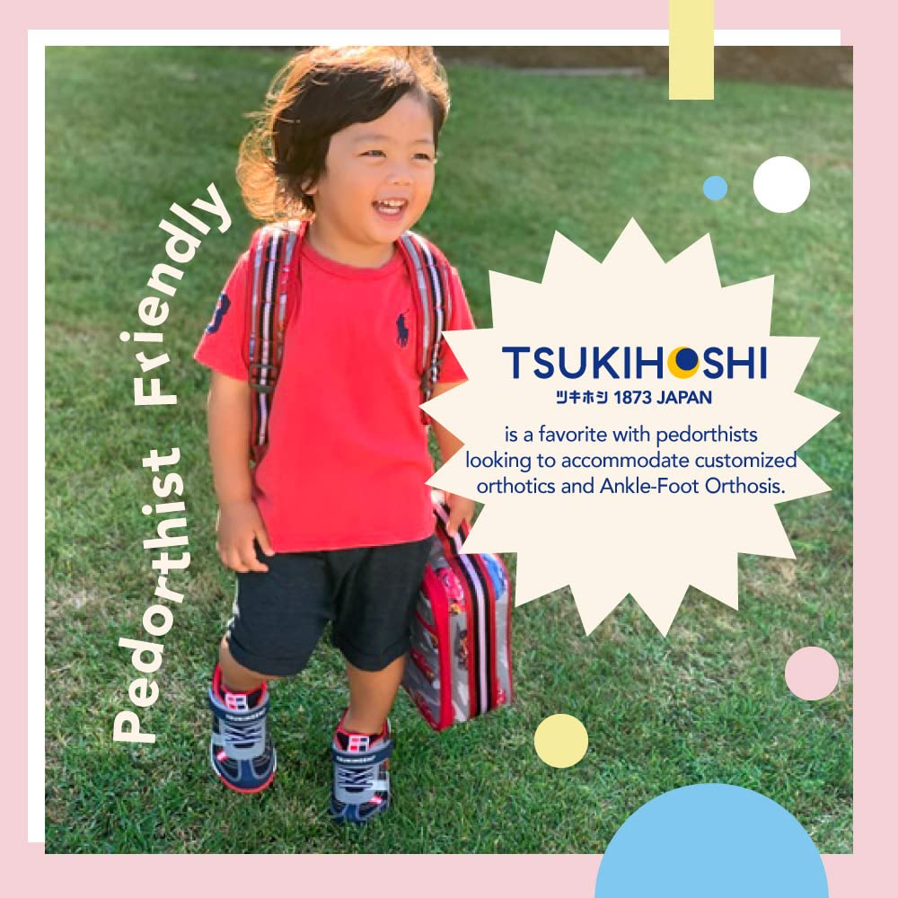TSUKIHOSHI 1521 KAZ Strap-Closure Machine-Washable Child Sneaker Shoe with Wide Toe Box and Slip-Resistant, Non-Marking Outsole - For Toddlers and Little Kids, Ages 1-8 7.5 Toddler Fuchsia/Light Blue