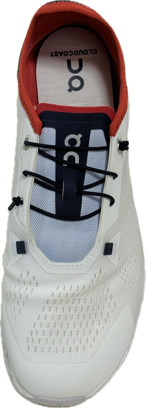 On Men's Cloud 5 Coast Sneakers, Ivory | Ink, Red, White, 8.5 Medium US