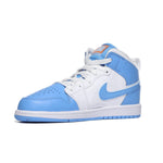 Jordan Boy's Jordan 1 Mid SS (Little Kid) White/University Blue/Starfish 13 Little Kid M