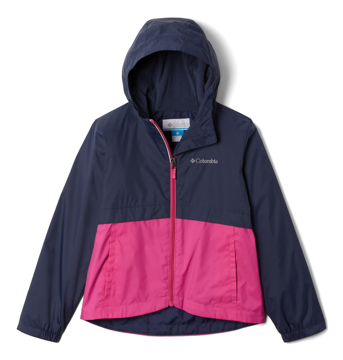Columbia Youth Girls Rain-Zilla Jacket, Nocturnal/Pink Ice, Large