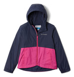 Columbia Youth Girls Rain-Zilla Jacket, Nocturnal/Pink Ice, Large