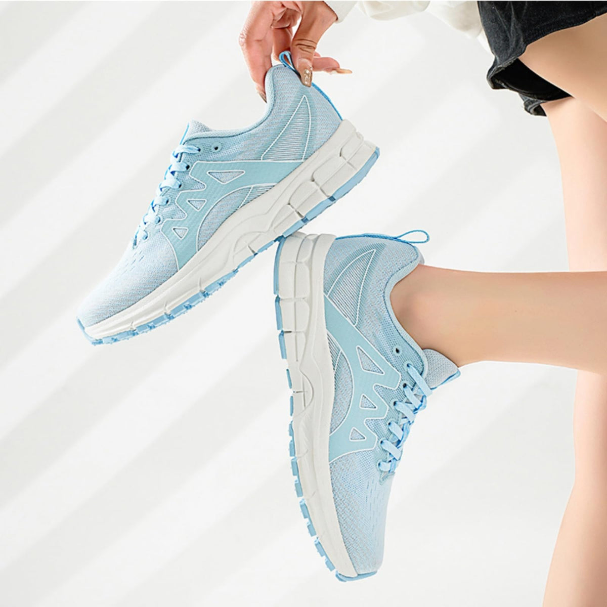 Sadmon Women's Non-Slip Sneakers Cross-Training Shoes Lightweight Tennis Shoes for Walking, Fitness, Travel, Work Breathable mesh, Comfortable Insole White Moonlight Size 7