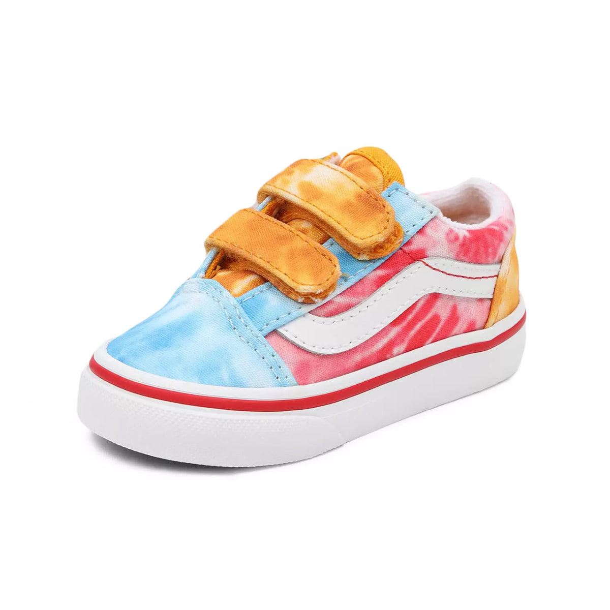 Vans Baby Boy's Old Skool V (Infant/Toddler) (Tie-Dye Block) Multi/True White 9.5 Toddler M
