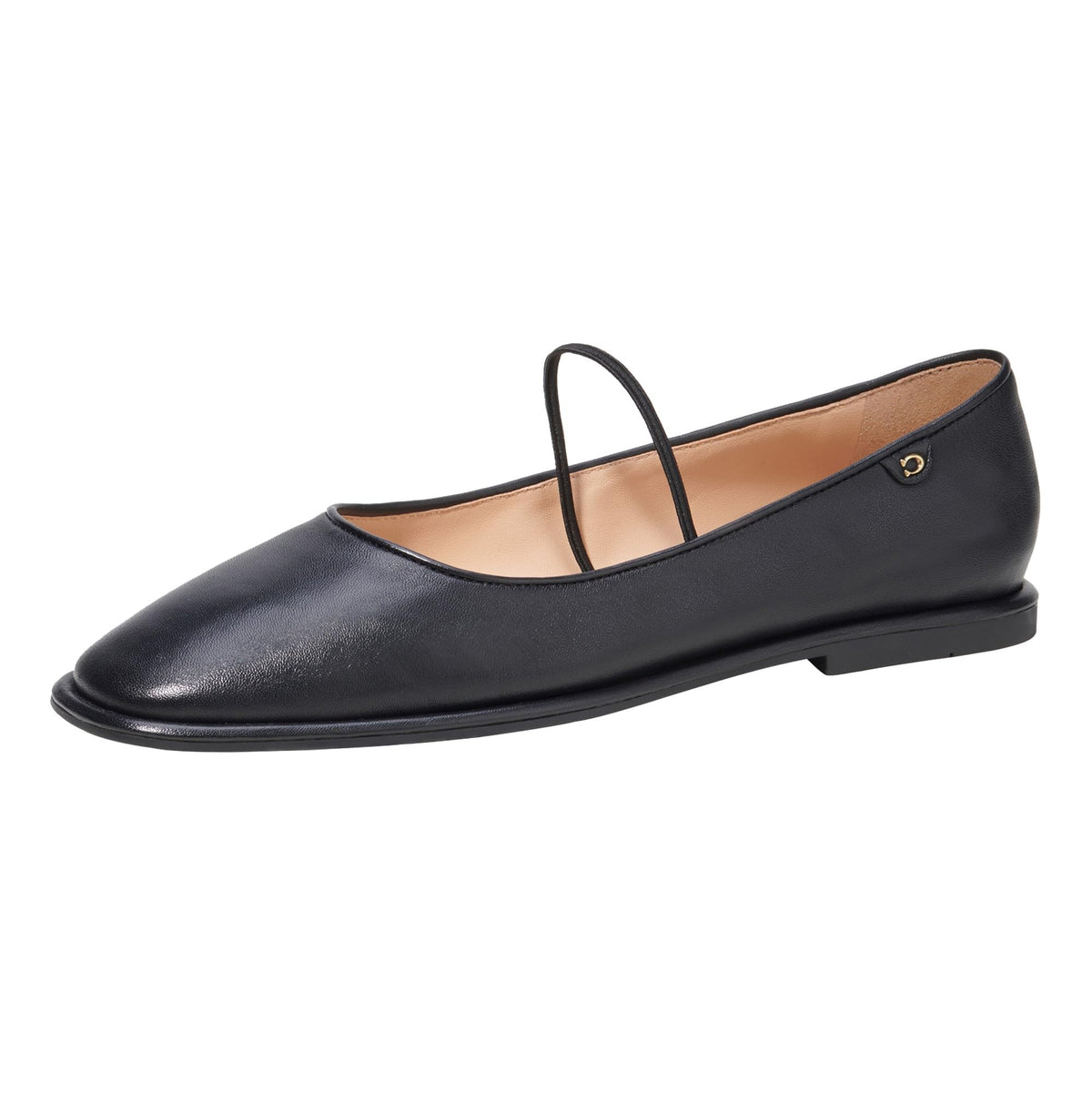 Coach Women's Emilia Metallic Leather Mary Jane Flat, Black, 9