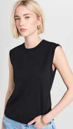 FRAME Women's Muscle Crew Tank, Black, XXS