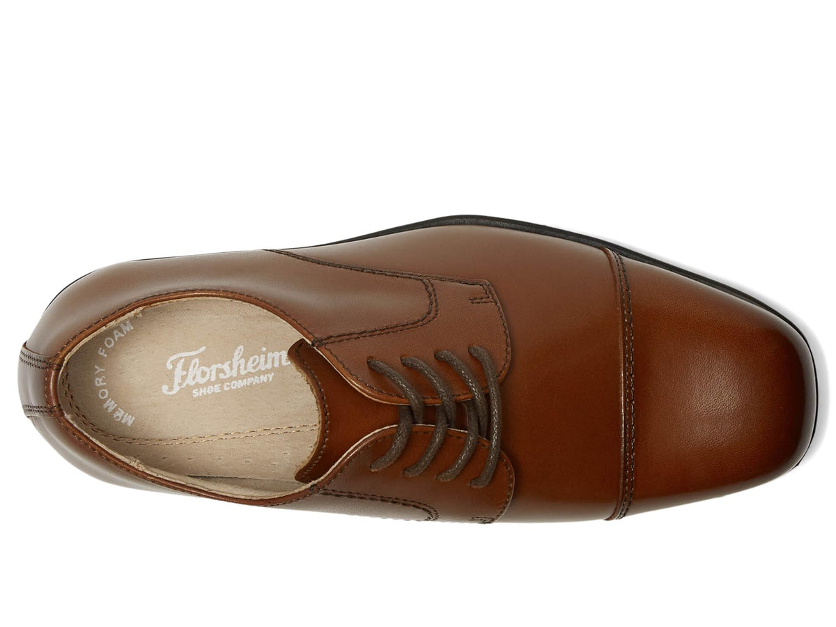Florsheim Reveal Cap Toe Jr Boys' Toddler-Youth Oxford, 6.5 M US Big Kid, Cognac