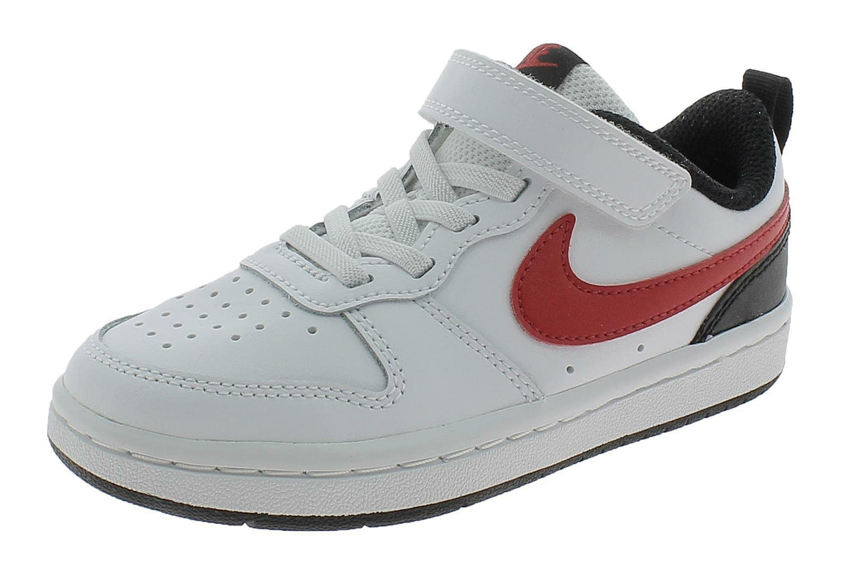 Nike Boy's Court Borough Low 2 (Little Kid) White/University Red/Black 12 Little Kid M