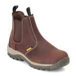 DEWALT Level Men's Slip-On, Steel Safety Toe, Leather Work Boots, Brown, 13