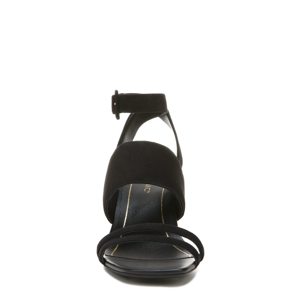 Vionic Women's Garnet Yasmin Strappy Heel Sandal-Supportive Ladies Leather Heels That Include Three-Zone Comfort with Orthotic Insole Arch Support, Black 9 Medium