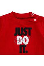 Nike Baby Boy Just Do It Romper 2 Piece Set (Carbon Heather(56H942-GEH)/Red, 0-3 Months, 0_Month)