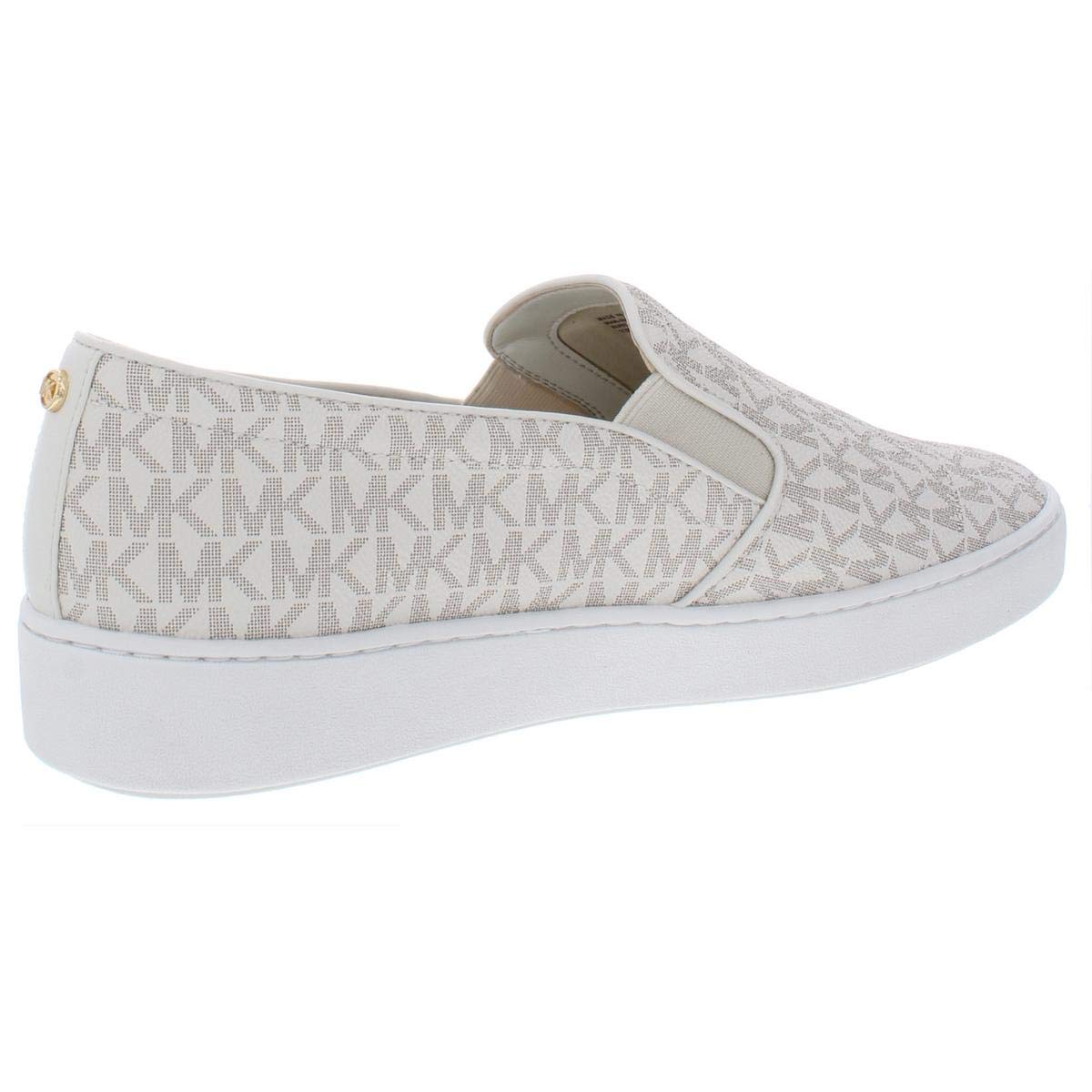 Michael Michael Kors Women's Keaton Slip-On Bright White Mini MK Logo Coated Canvas/Nappa 7 M