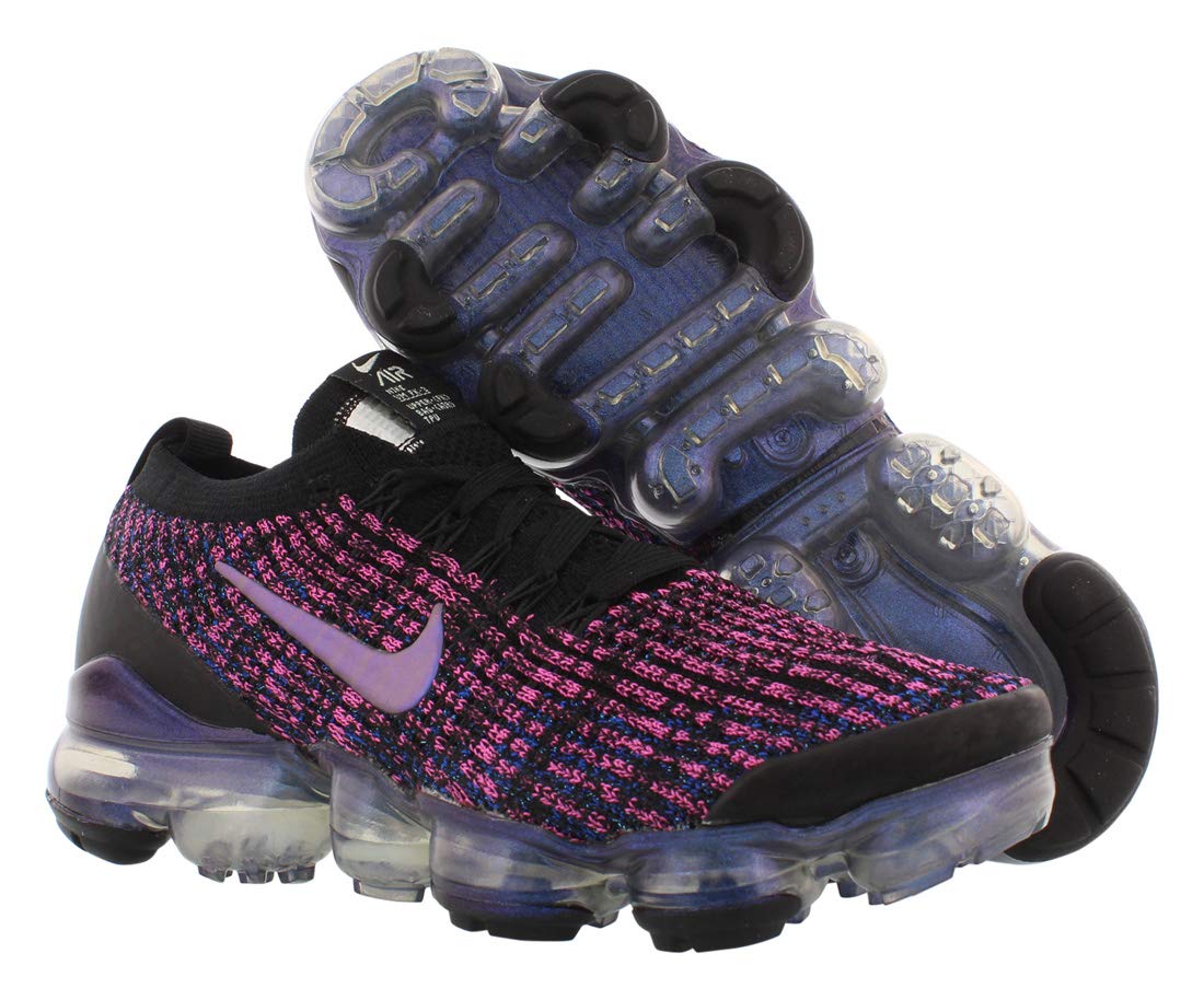 Nike Women's Air Vapormax Flyknit 3 Running Shoe (7, Black/Racer Blue/Laser Fuchsia)