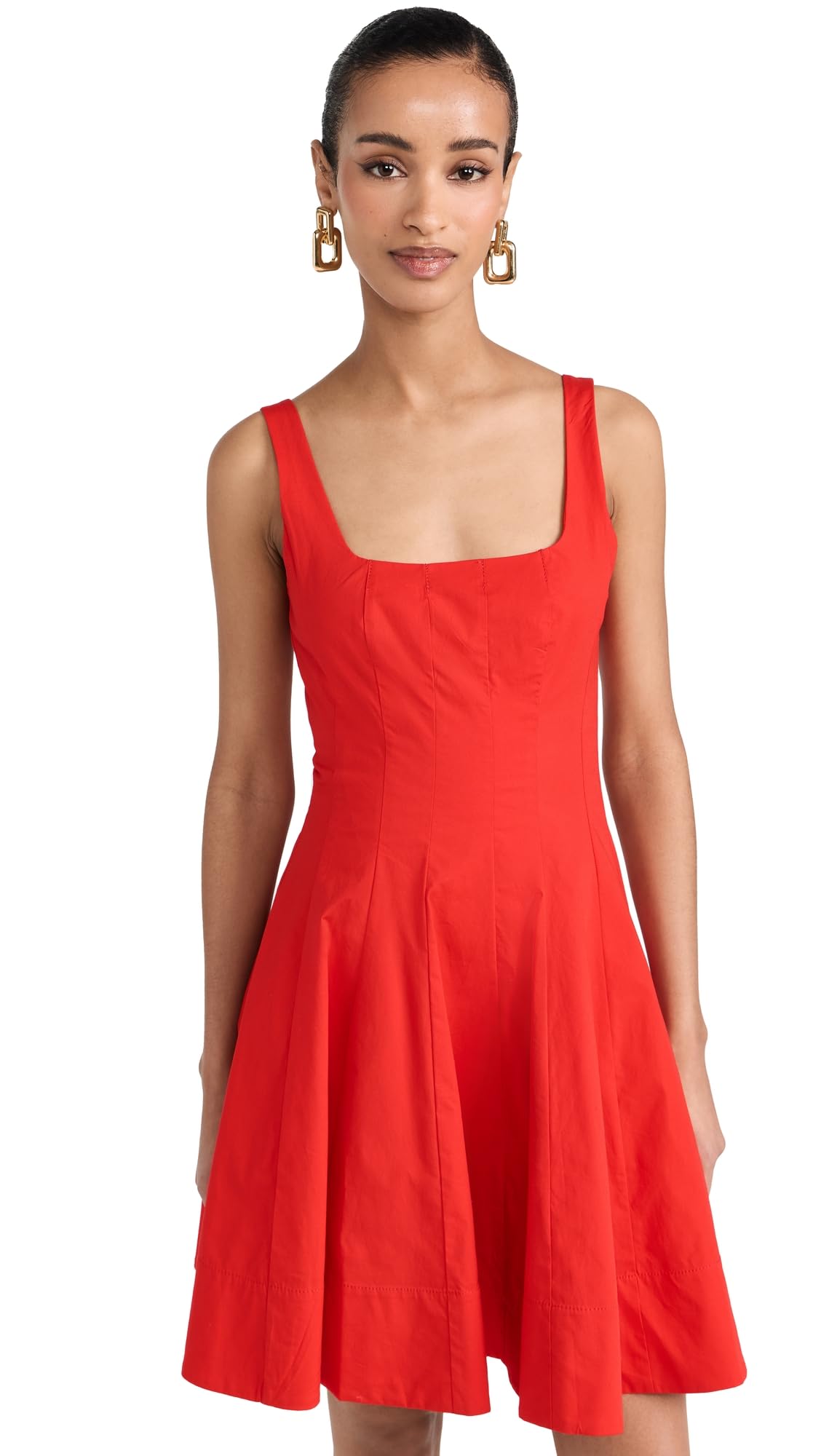 STAUD Women's Mini Wells Dress, Red Rose, 2