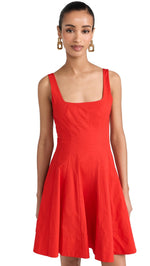 STAUD Women's Mini Wells Dress, Red Rose, 2