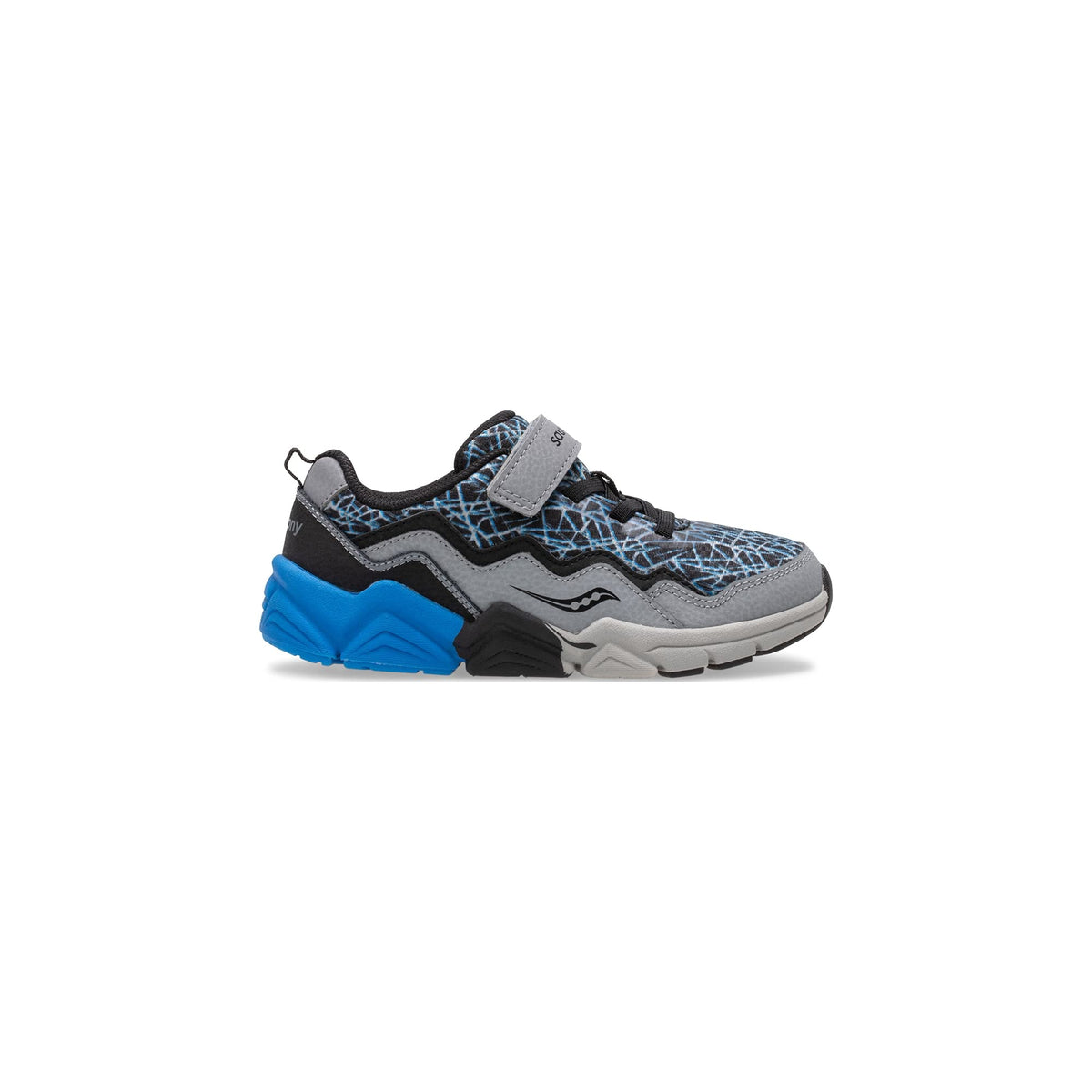 Saucony Flash Alternative Closure 2.0 Sneaker, Grey/Black/Blue, 3.5 Wide US Unisex Big_Kid