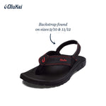 OLUKAI Ohana Boy's Beach Sandals, Quick-Dry Flip-Flop, Water Resistant & Lightweight, Extra Cushion & Comfort, Black/Sour Cherry, 9 10