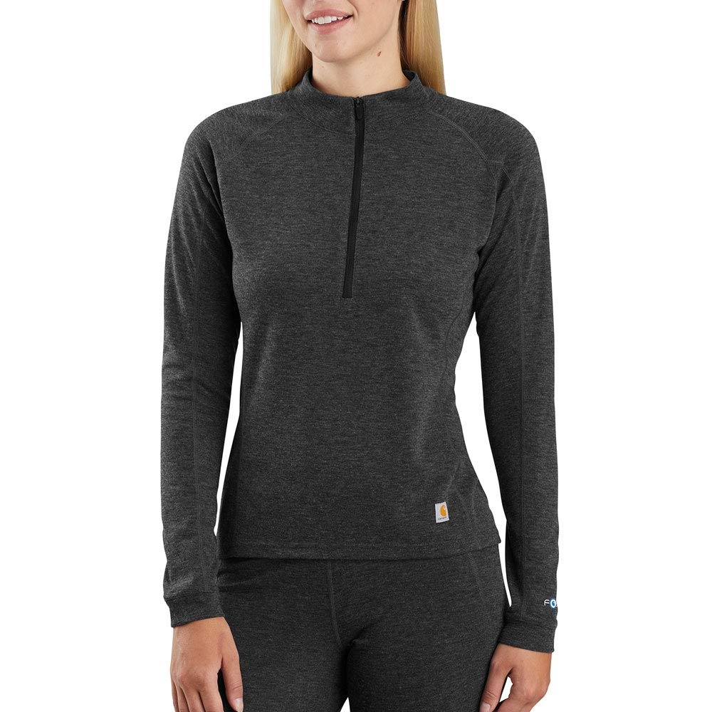 Carhartt Women's Base Force Heavyweight Quarter-Zip Thermal Base Layer Long Sleeve Shirt XX-Large Deep Black Heather