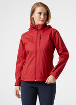 Helly Hansen Women's Crew Hooded Midlayer Fleece Lined Waterproof Rain Jacket, 162 Red, Medium