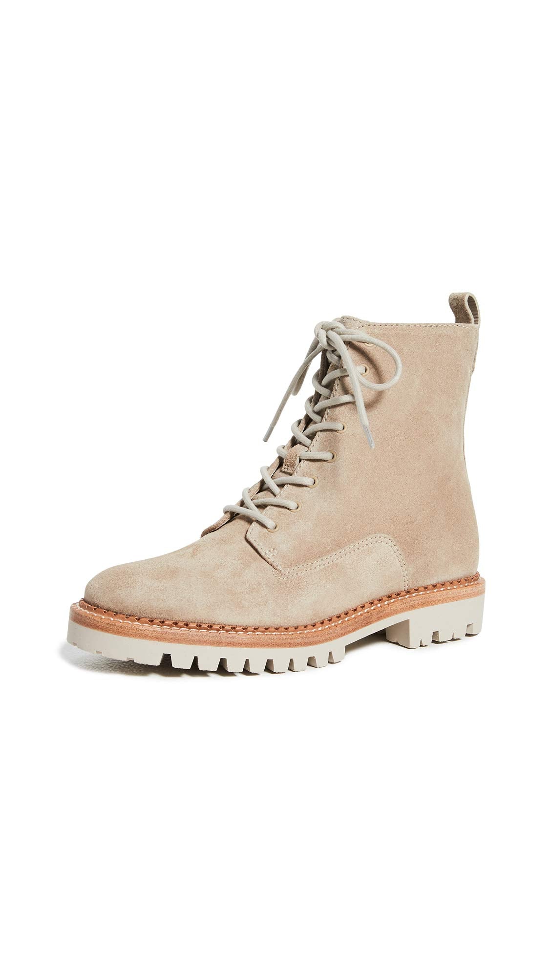 Vince Women's Cabria Lug Sole Boots, Cobblestone, Tan, 6 Medium US