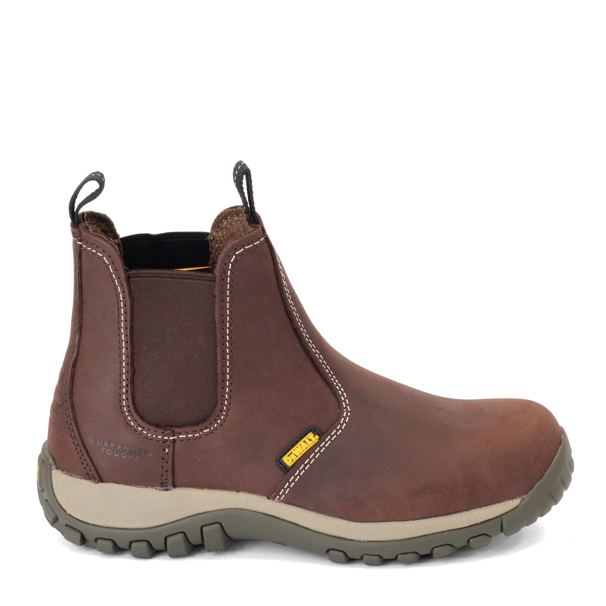 DEWALT Level Men's Slip-On, Steel Safety Toe, Leather Work Boots, Brown, 13
