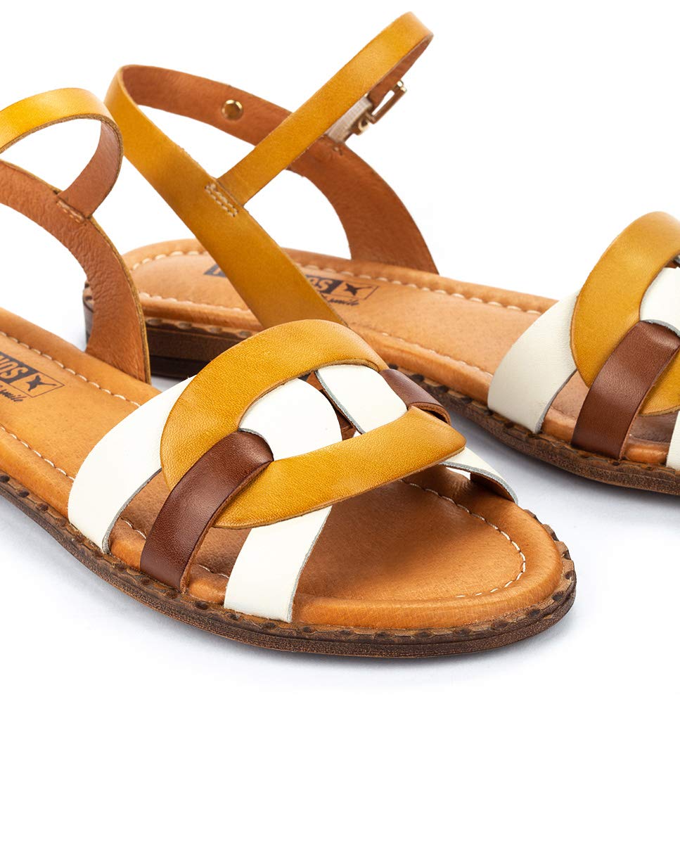 PIKOLINOS Flat Sandals Leather Algar for Woman Honey