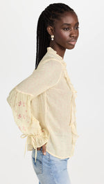 PAIGE Women's Haiku Blouse, Pale Daffodil Multi Mix, S