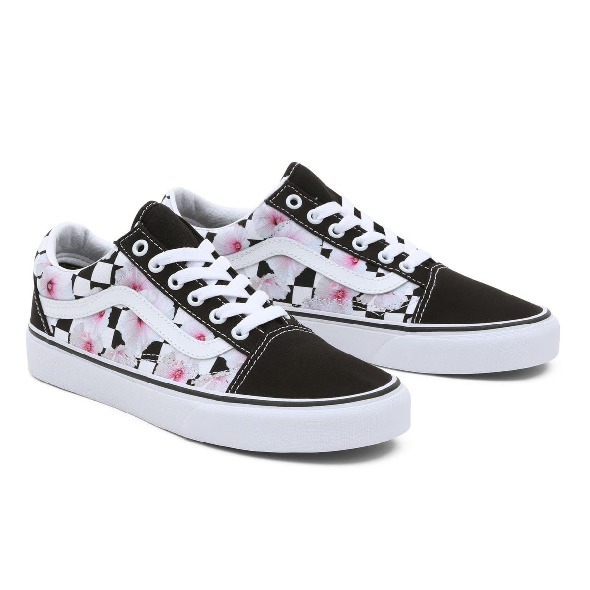 Vans Men's Old Skool Sneaker, (Hibiscus Check) Black, Size 6, 7.5 Women/6 Men