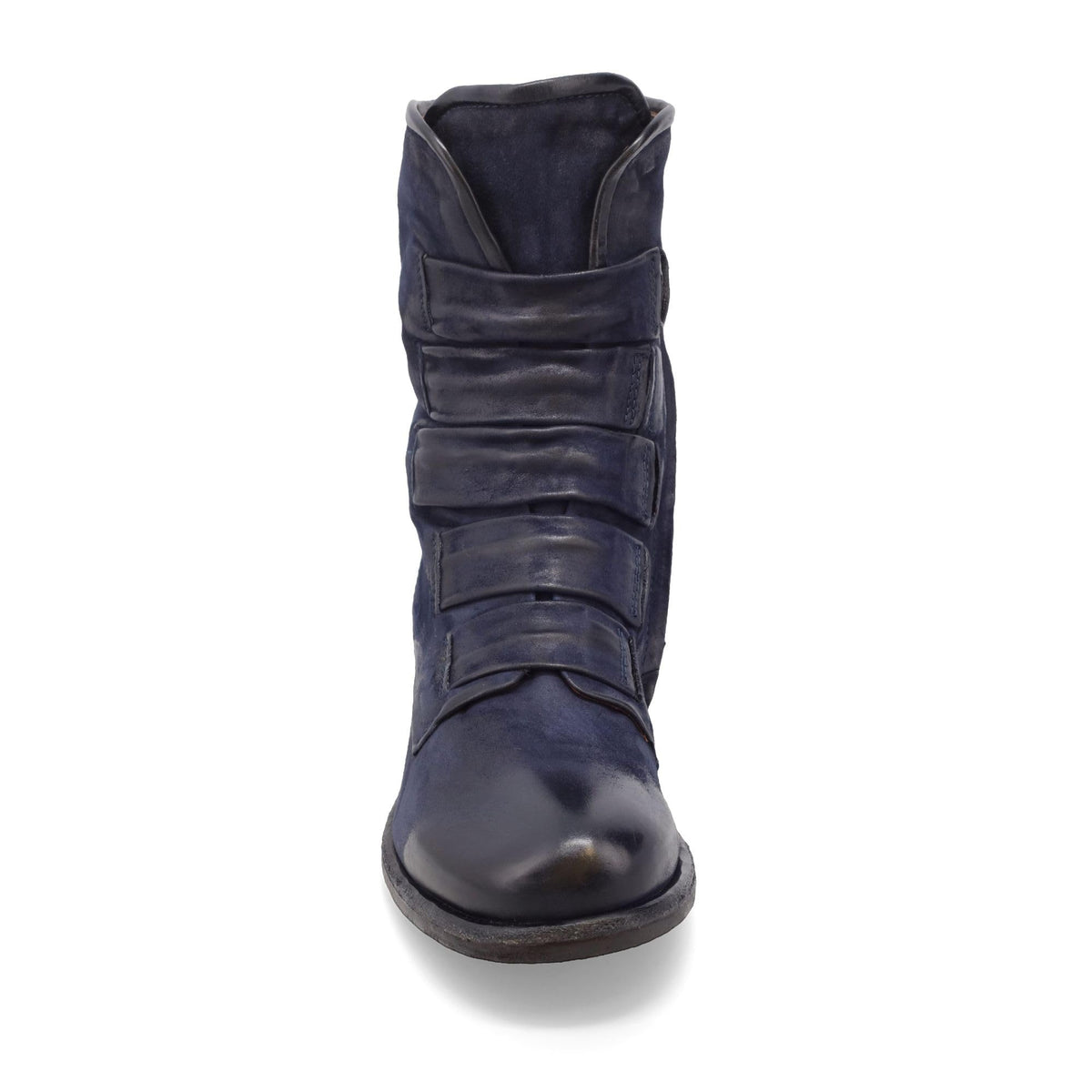 A.S.98 Traver Womens High-Ankle Boots Leather Boots w/Straps & Side Zipper (Midnight - 41EU)