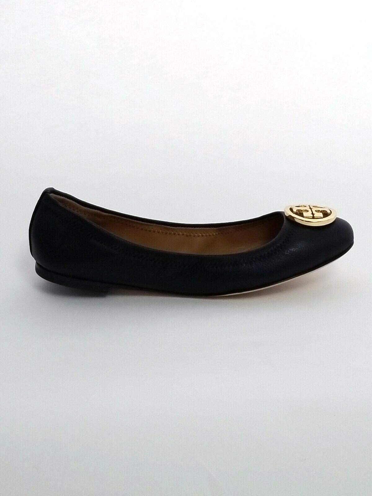 Tory Burch Benton 2 Travel Ballet in Nellie Nappa Leather (Perfect Black - Gold, Numeric_7_Point_5)