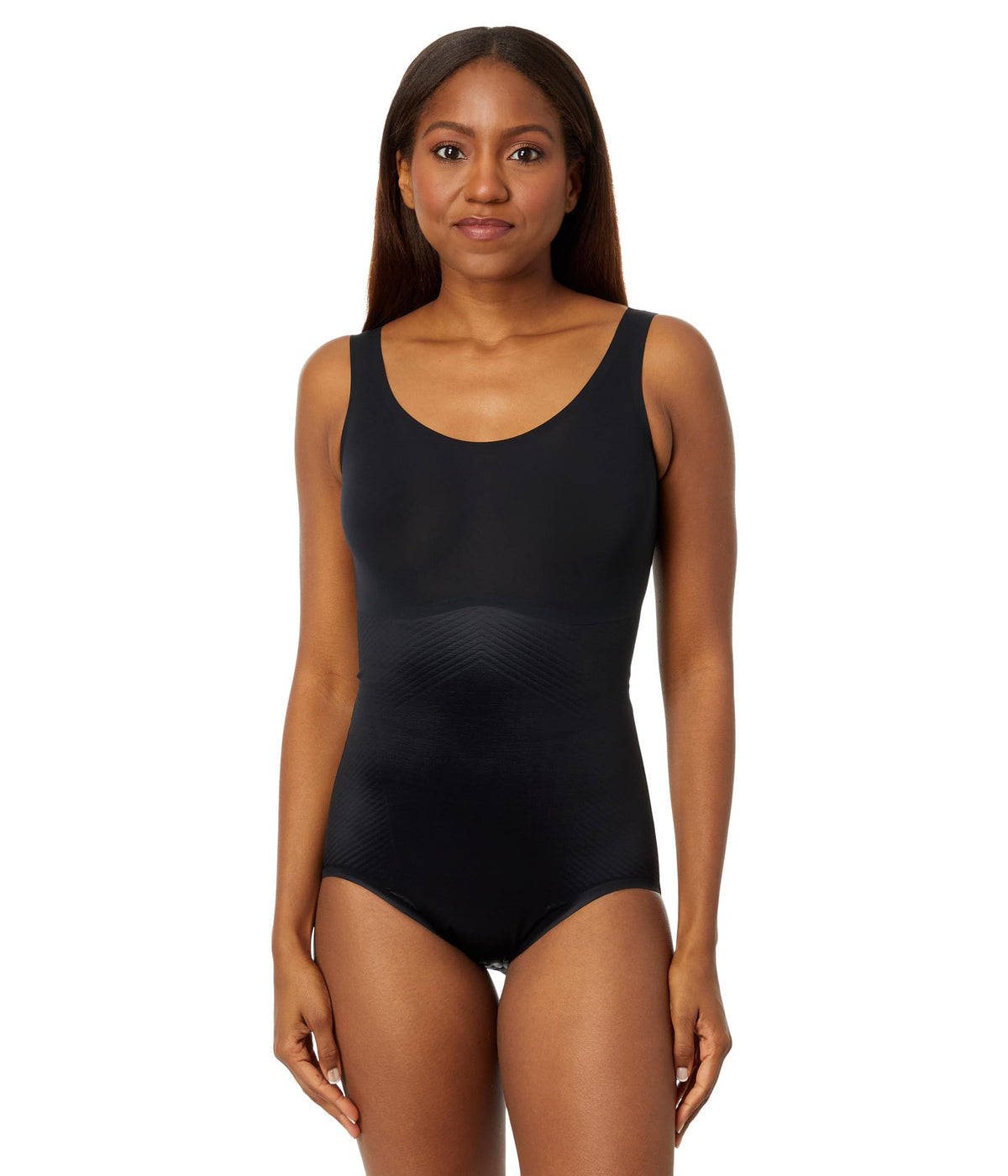 SPANX® Thinstincts® 2.0 Tank Panty Bodysuit for Women – Printed Power® Technology – Blended Fabric Very Black MD One Size