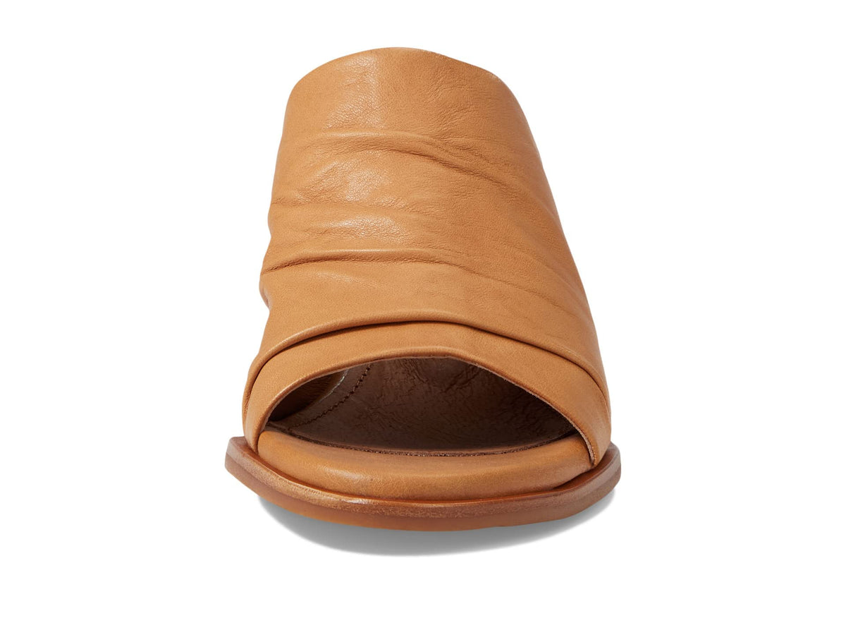 Sofft Chrissie - Heels for Women - Supple Ruched Leather Upper - Round Open Toe - Rounded Stacked Heel Caramel 8 M (B)