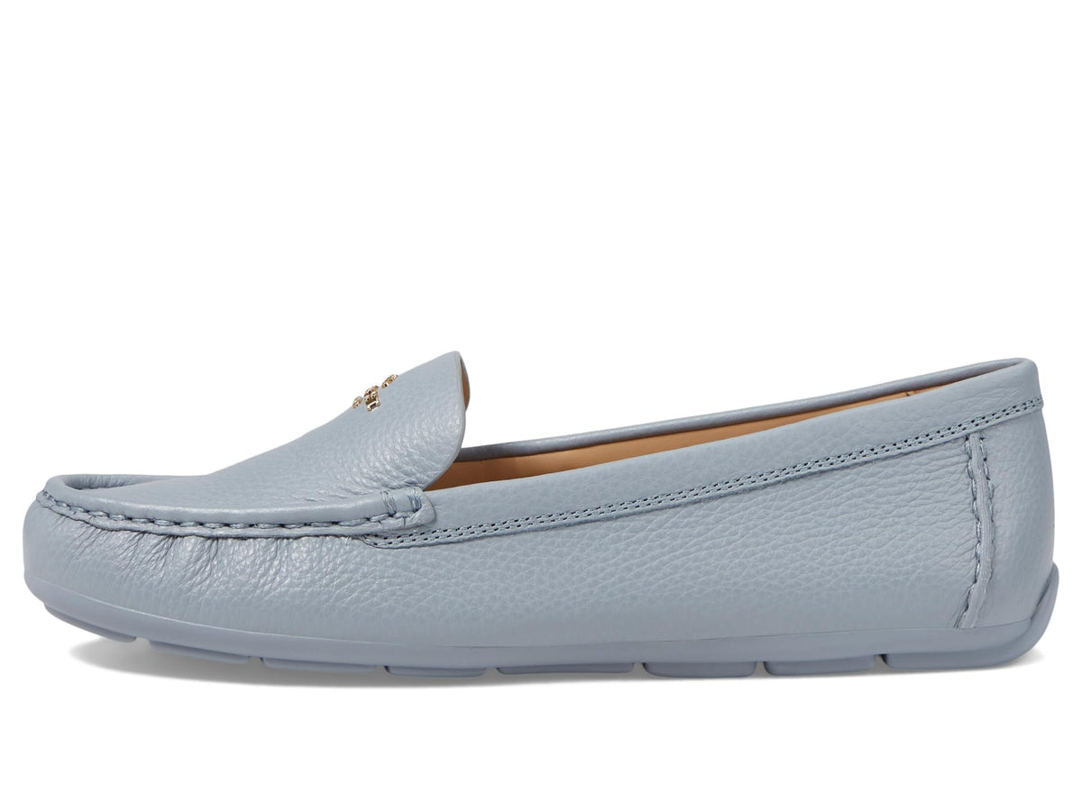 Coach® Marley Driver Women Loafers – Pebbled Leather Upper – Cushioned Footbed – Synthetic Lining – Gold Tone Grey Blue 5.5 B - Medium