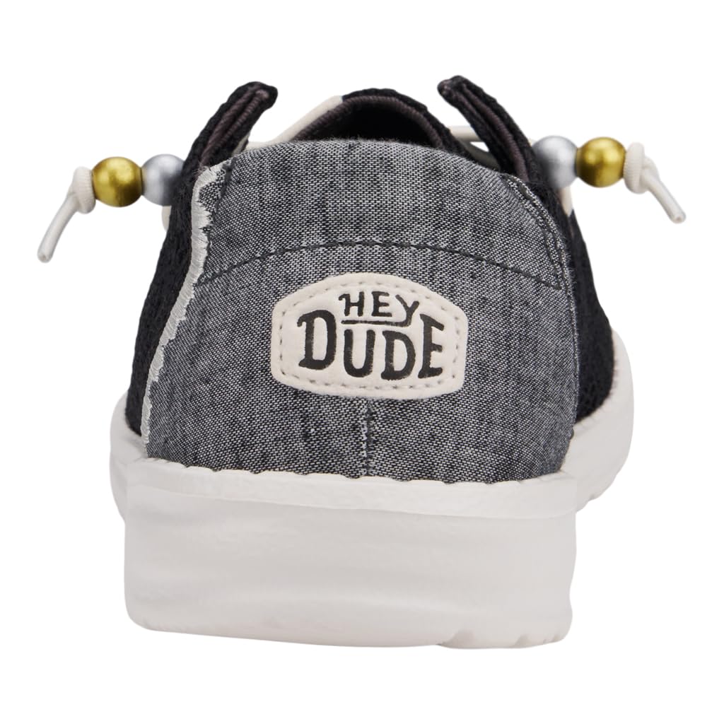 HEYDUDE Wendy Boho Crochet Loafers for Women Textile Upper & Lining Lace-up Closure Textile Outsole Black