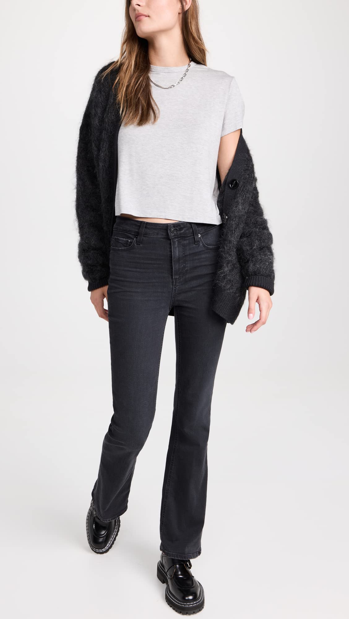 PAIGE Women's High Rise Laurel Canyon Jeans, Black Willow, 28