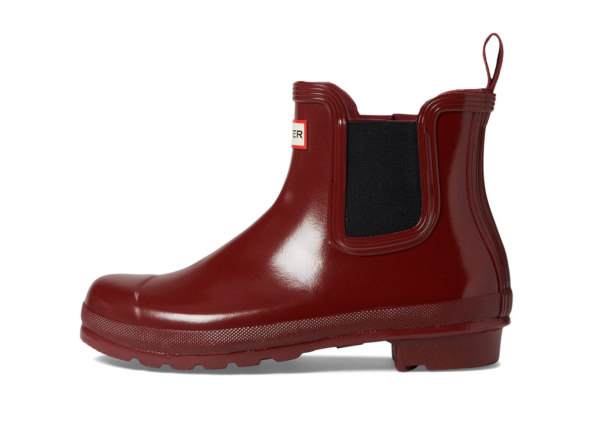 Hunter® Original Chelsea Gloss Rain Boots for Women – Waterproof Rubber Upper – Goring Panels – Easy Pull-on Fall Red/Black 7 M