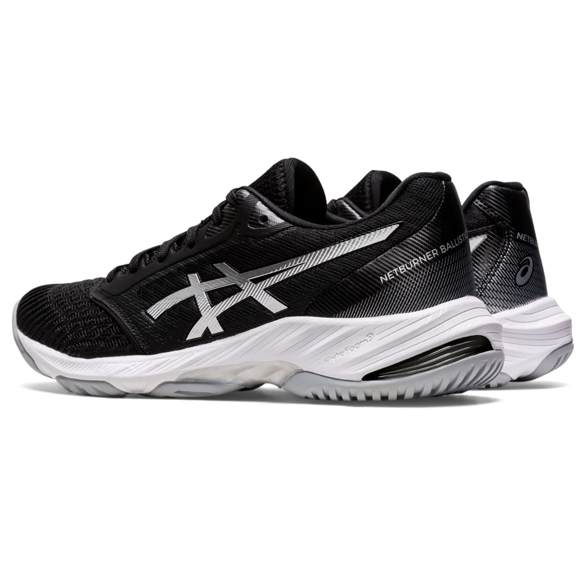 ASICS Women's Netburner Ballistic FlyteFoam 3 Volleyball Shoes, 10, Black/Pure Silver