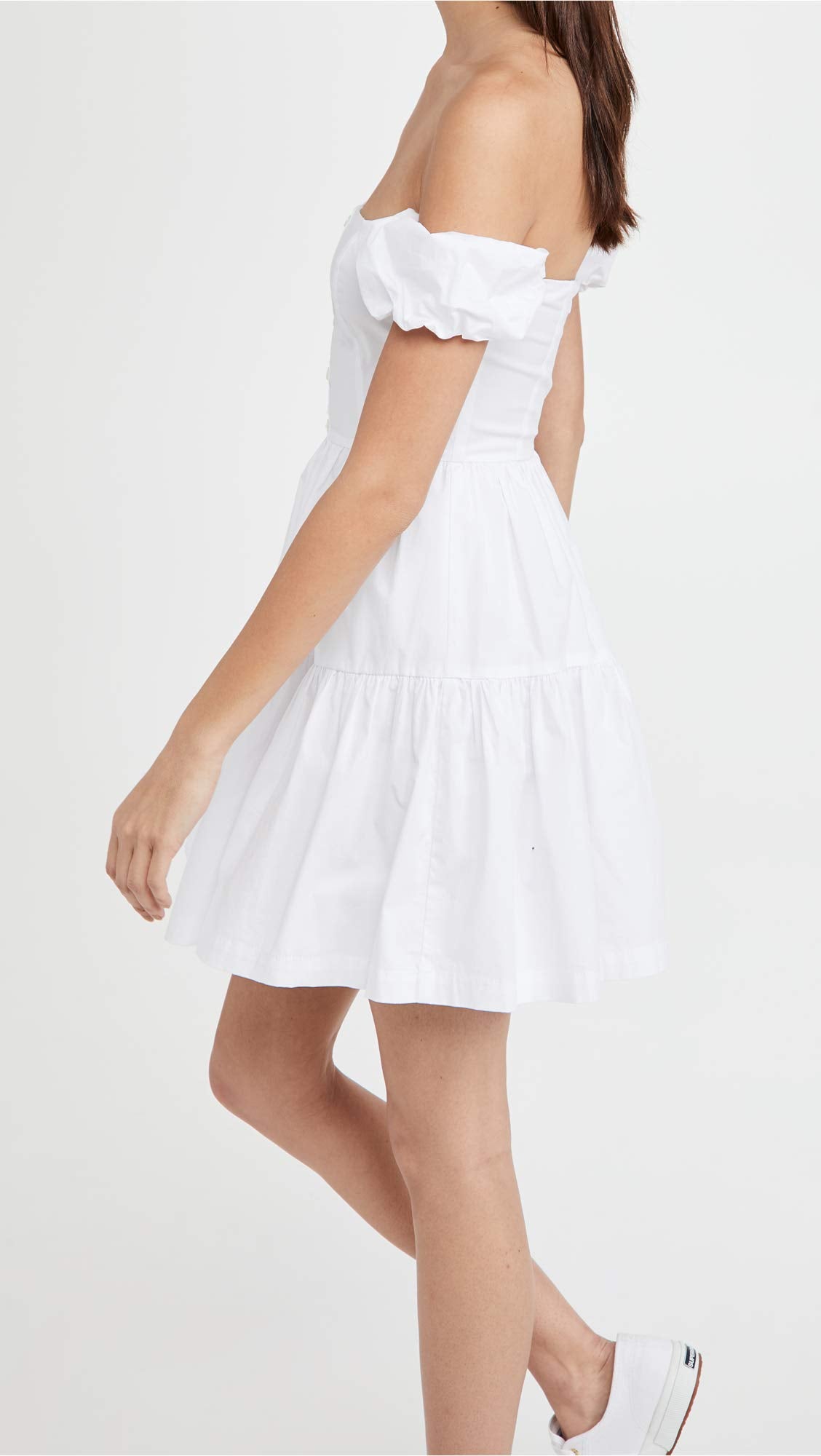 STAUD Women's Mini Elio Dress, White, 2