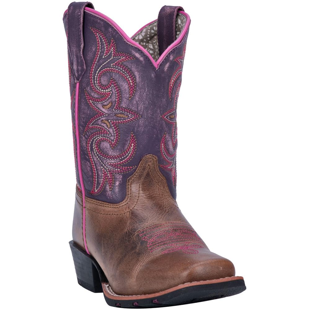 Dan Post Majesty (Toddler/Little Kid) Western Boot, Brown/Purple, 2 US Unisex