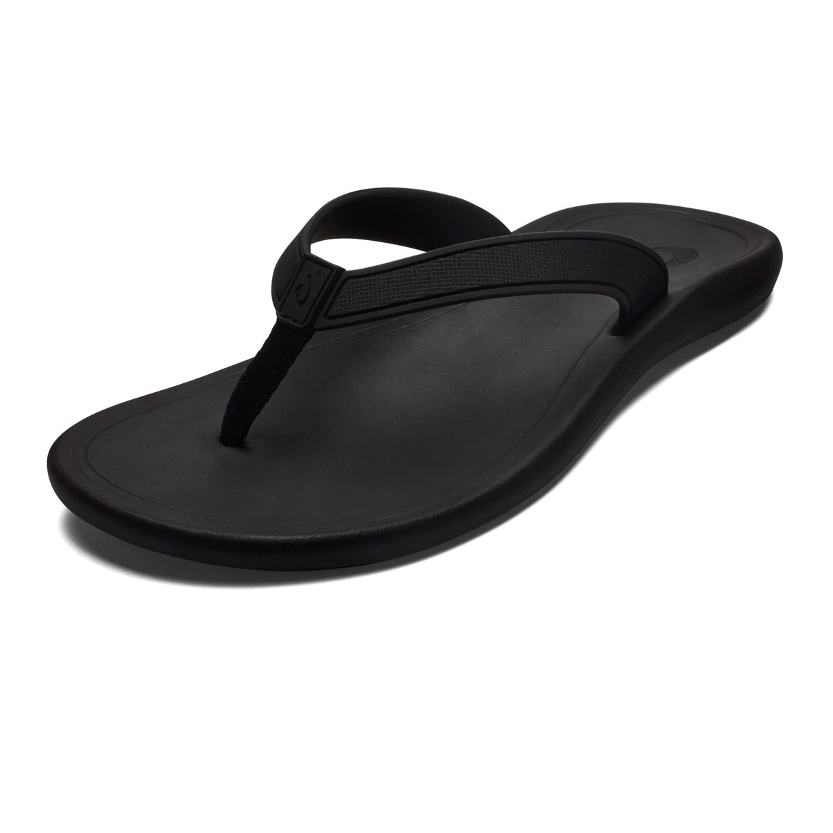OLUKAI Kapehe Women's Beach Sandal, Quick-Dry Flip-Flop Slides, Water Resistant & Modern Low Profile Design, All-Day Comfort Fit & Wet Grip Soles, Black/Black, 5