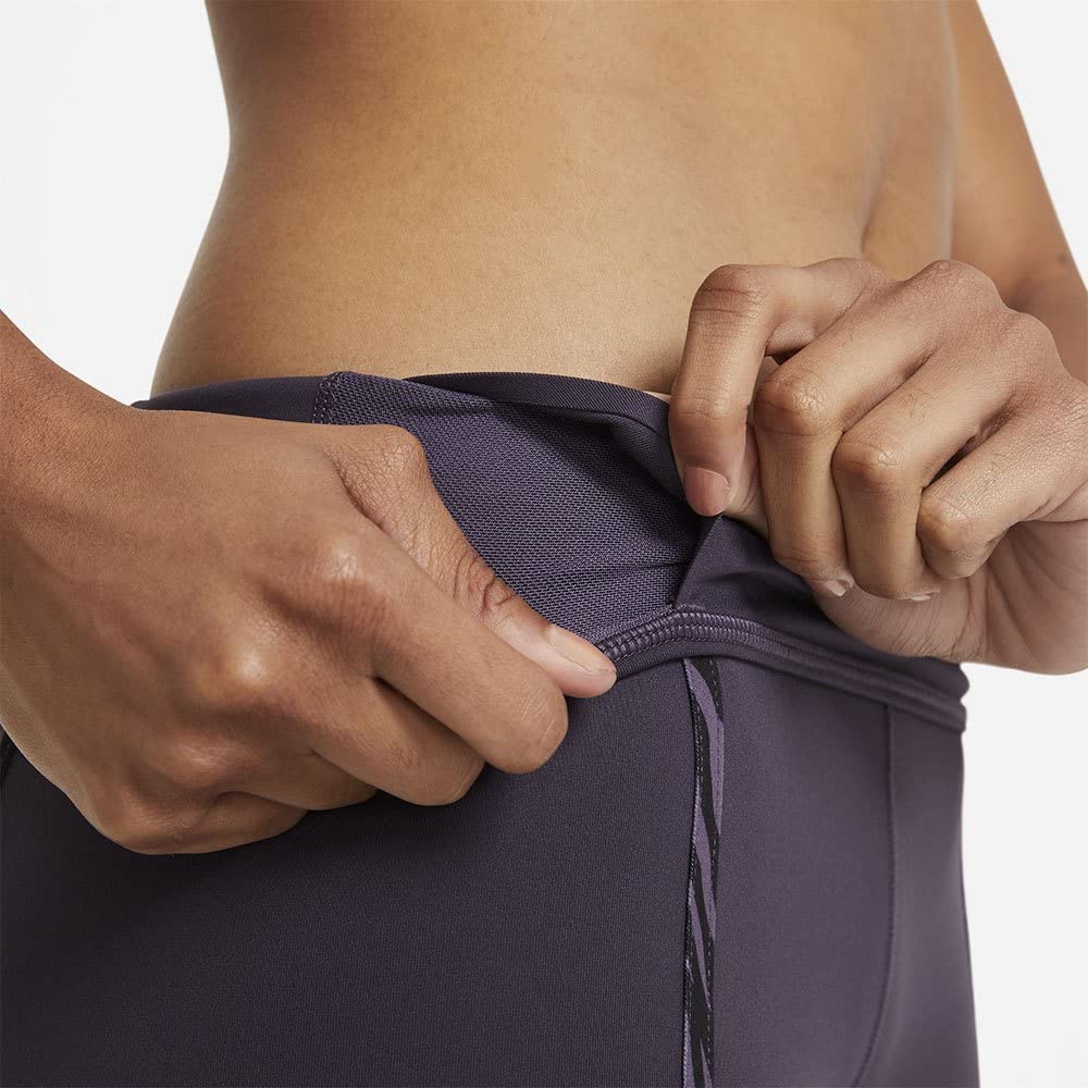 Nike Women's One Luxe Icon Clash Training Leggings (Dark Raisin/Black, X-Small)