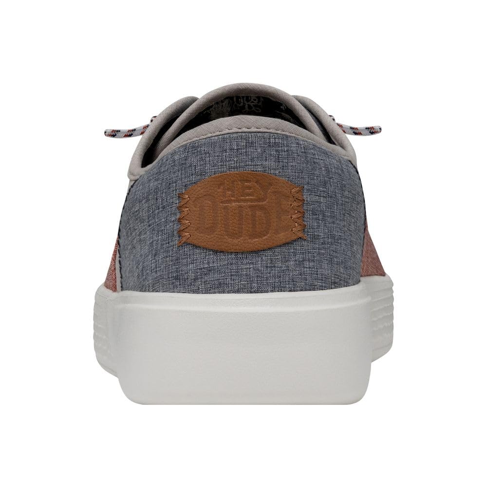 HEYDUDE Conway Craft Linen Red/White/Blue Men's Size 14 | Unisex Sneakers | Unisex Slip On Shoes | Comfortable & Light-Weight